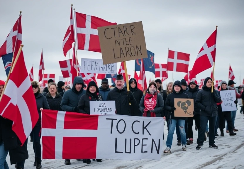 Representação visual de Protests in Greenland and Denmark against US plans